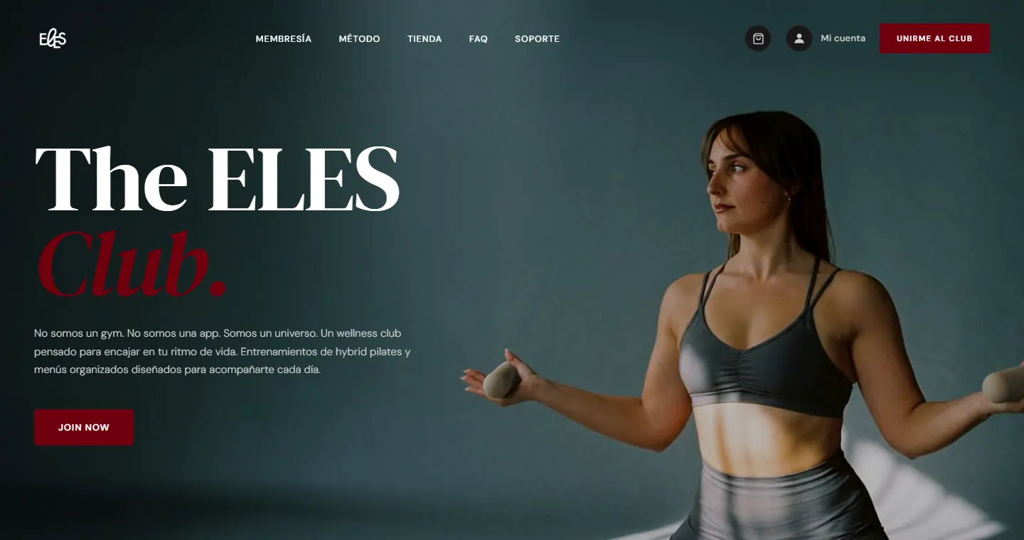 Portada de elesclub.com: The ELES Club, wellness club de hybrid pilates